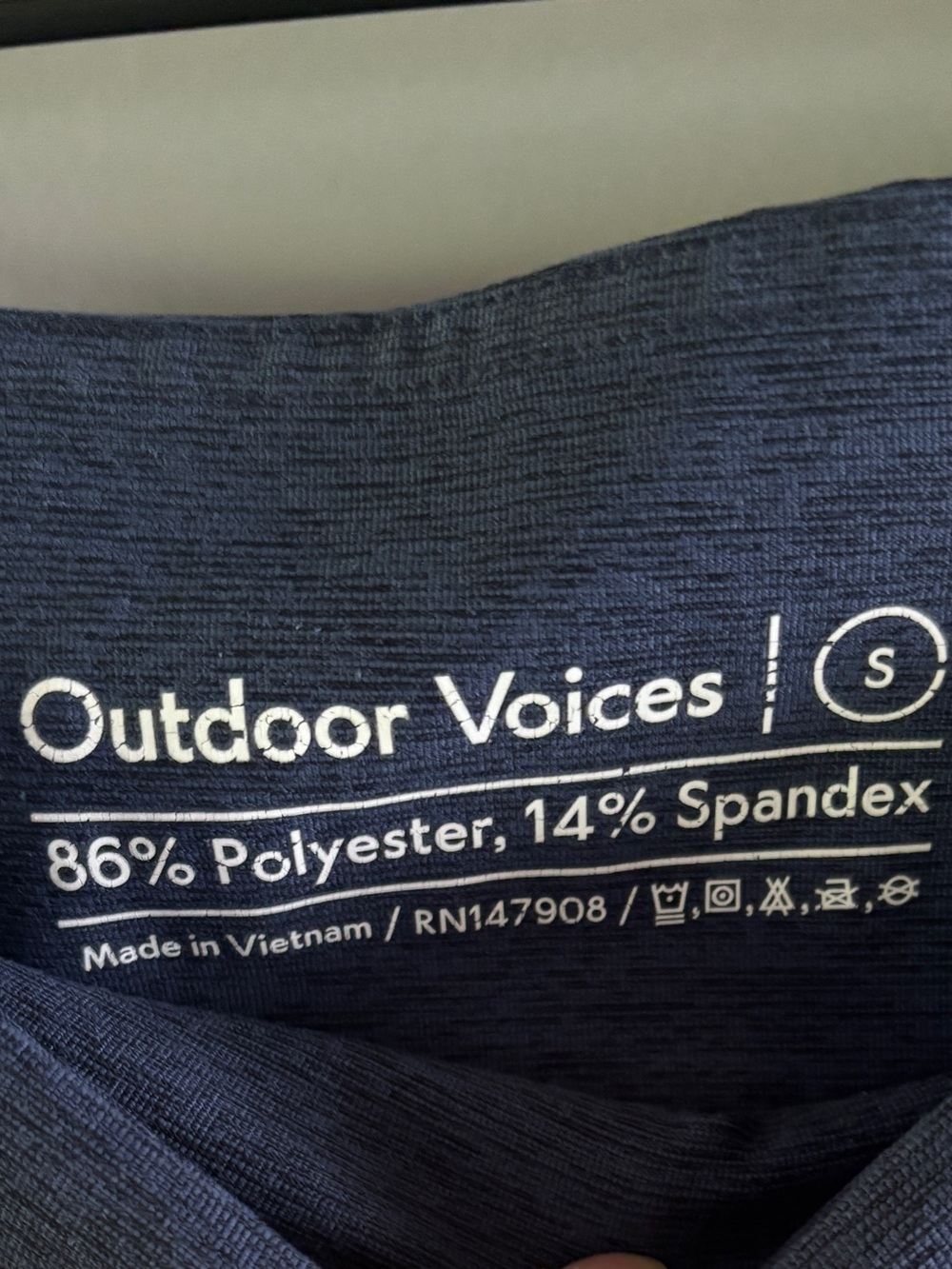 OUTDOOR VOICES | Warm Up Short Navy Heather Bike Short Wide Waistband Pocket - Picture 3 of 5